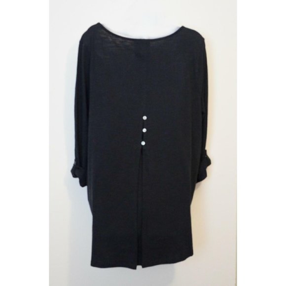 J Jill Top XL NEW Navy Blue Button Tab Sleeve Tunic Relaxed Generous Fit - Picture 4 of 9